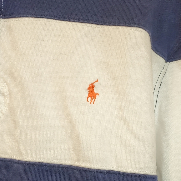 Polo by Ralph Lauren Navy and White Striped Rugby - Picture 3 of 5
